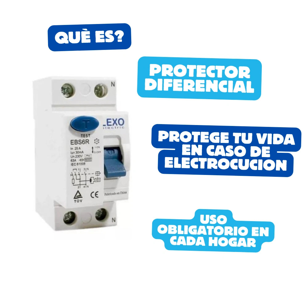Protector Diferencial 2x25 30ma LEXO - Protege tu Vida y la de tu Familia