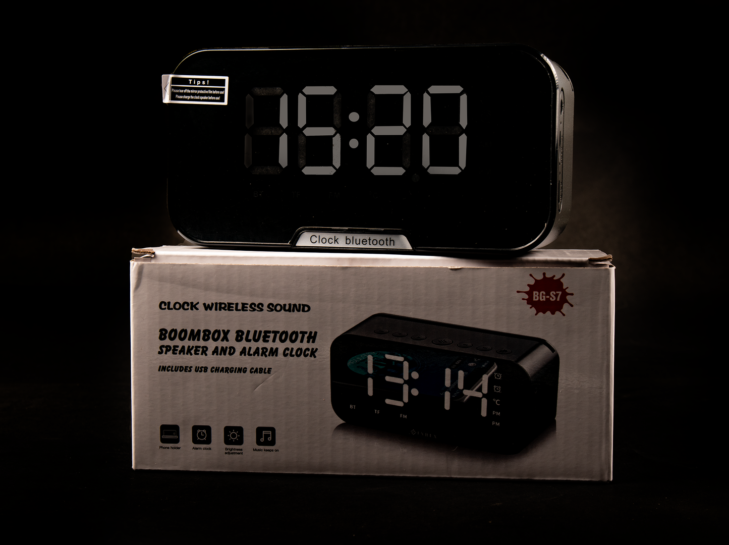 Reloj despertador parlante bluetooth- negro