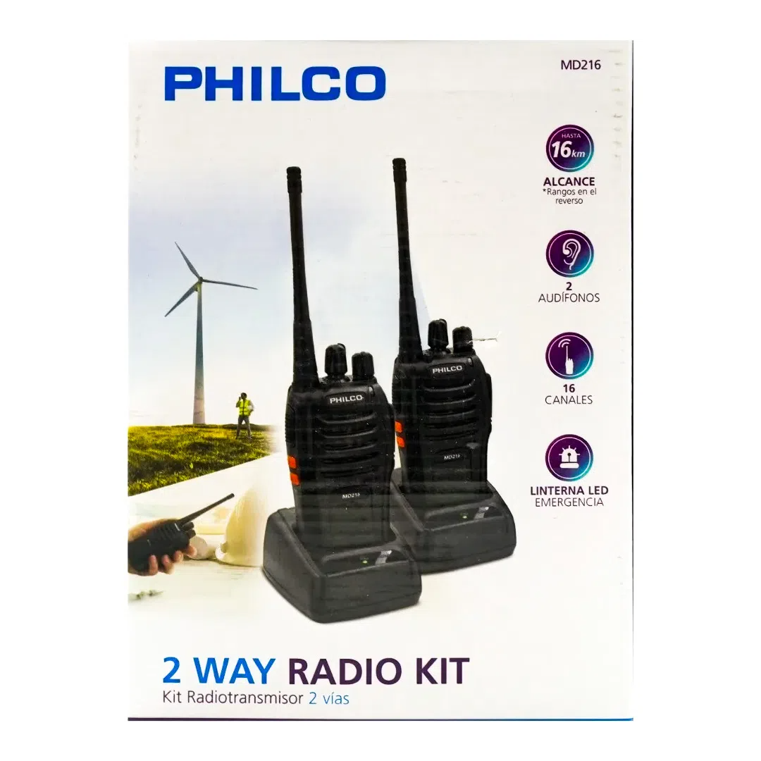 Radio kit set 2 unidades Philco. Comunícate, vigila y cuida tus espacios.